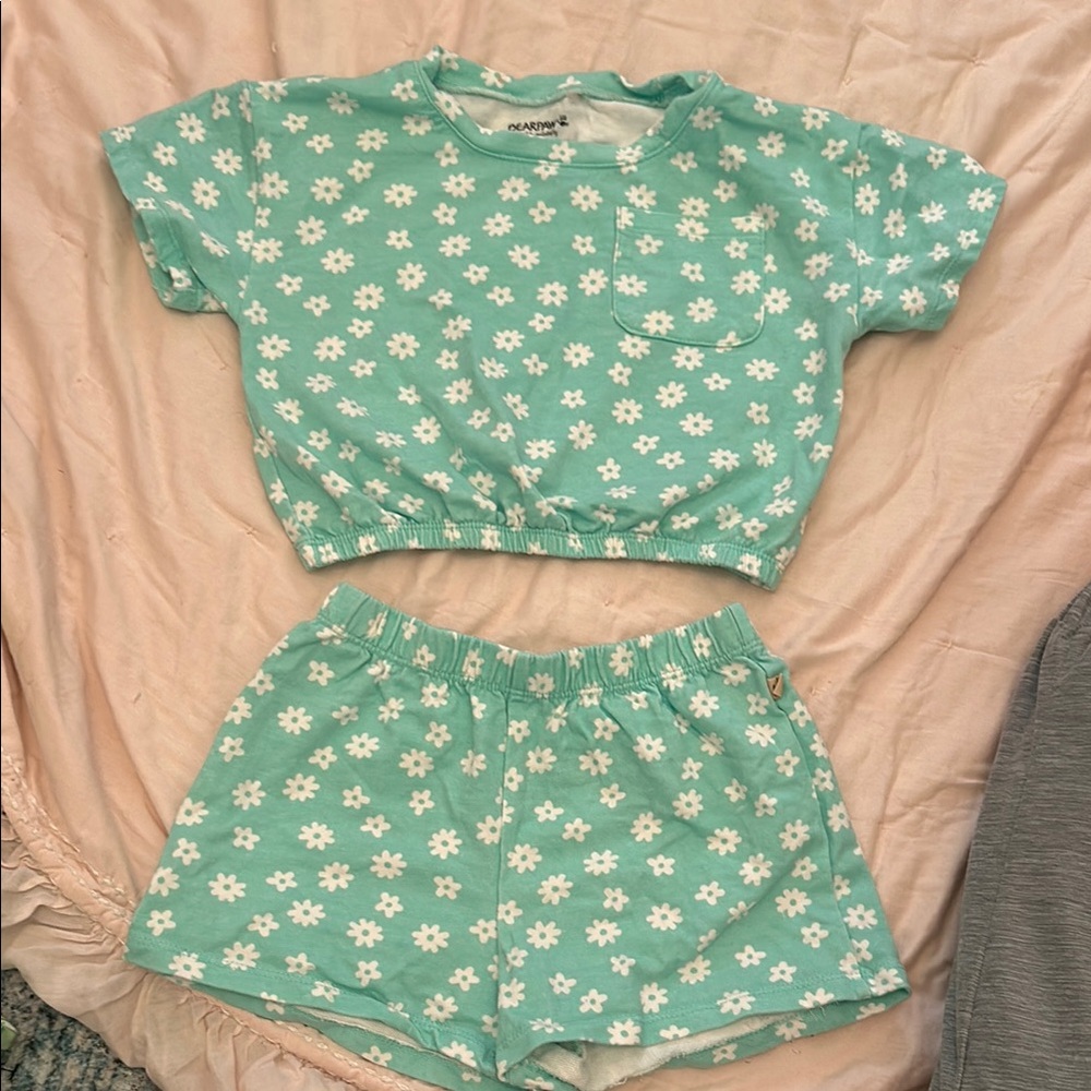 BearPaw Kids Matching Set in Mint Green and White